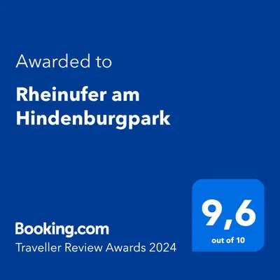Ein Zertifikat, Auszeichnung, Logo oder anderes Dokument, das in der Unterkunft Rheinufer am Hindenburgpark ausgestellt ist