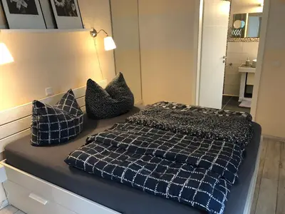 Ein Bett oder Betten in einem Zimmer der Unterkunft Ferienwohnung im Zentrum von Winningen