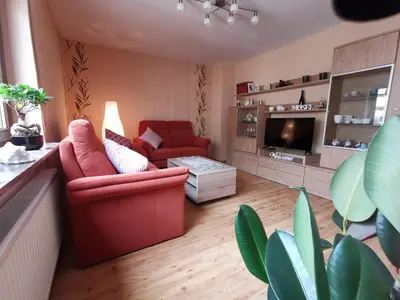 Ein Sitzbereich in der Unterkunft Ferienwohnung Moselblick