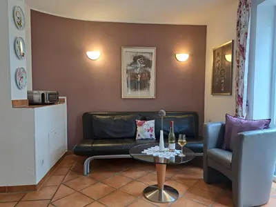 Ein Sitzbereich in der Unterkunft Ferienwohnung 