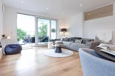 Ein Sitzbereich in der Unterkunft LOFT17 Neu Luxus-Loft Design Klima 2-4 Personen