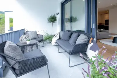 Ein Sitzbereich in der Unterkunft LOFT17 Neu Luxus-Loft Design Klima 2-4 Personen