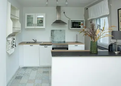 Küche/Küchenzeile in der Unterkunft The Rocks - Ferienwohnung mit Felsenpanorama