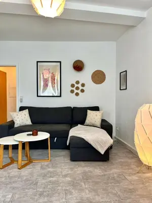 Ein Sitzbereich in der Unterkunft Ferienwohnung Bloom