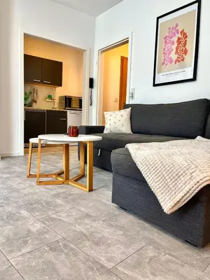Ein Sitzbereich in der Unterkunft Ferienwohnung Bloom