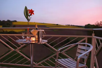 Ein Balkon oder eine Terrasse in der Unterkunft Zur Morschbach