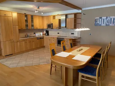 Küche/Küchenzeile in der Unterkunft Ferienwohnung Kunstmeile