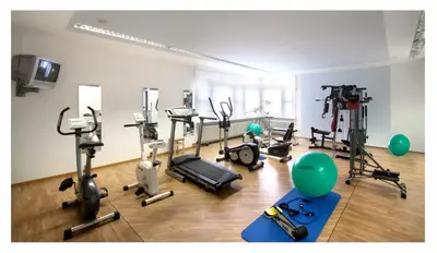 Das Fitnesscenter und/oder die Fitnesseinrichtungen in der Unterkunft BurgStadt-Hotel