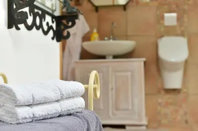 Ein Badezimmer in der Unterkunft Ferienwohnung Axcher Hof