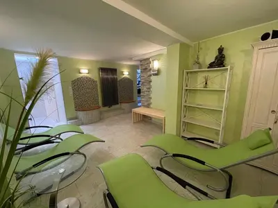 Ein Sitzbereich in der Unterkunft Hotel Garni Maaß