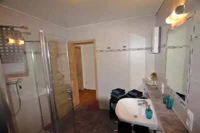 Ein Badezimmer in der Unterkunft Ferienwohnung Heideblick