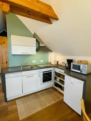 Küche/Küchenzeile in der Unterkunft Ferienwohnung „Klein aber fein“