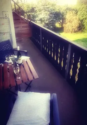 Ein Balkon oder eine Terrasse in der Unterkunft Ferienwohnung Landidylle Nassheck