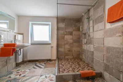 Ein Badezimmer in der Unterkunft Das Rote Haus - Hohnemichels Ferienhaus