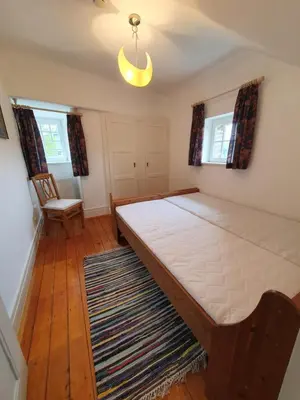 Ein Bett oder Betten in einem Zimmer der Unterkunft Wächterhaus auf der Sauerburg