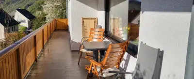 Ein Balkon oder eine Terrasse in der Unterkunft Ferienwohnung zum Rheinblick