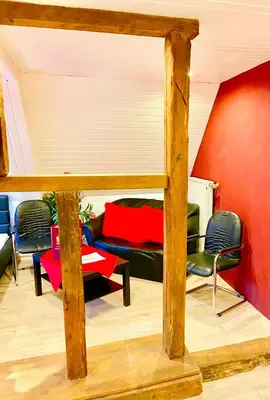 Ein Sitzbereich in der Unterkunft Landgasthaus Alter Posthof
