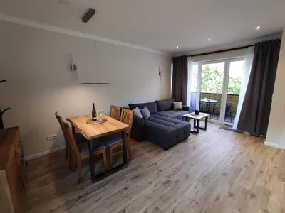 Ein Sitzbereich in der Unterkunft Ferienwohnung Südkurve