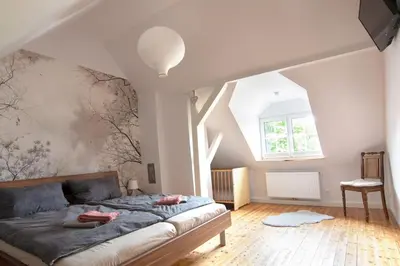 Ein Sitzbereich in der Unterkunft Ferienwohnung Träwa