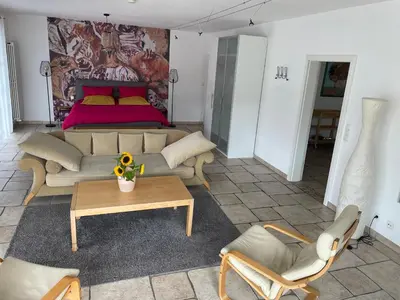 Ein Sitzbereich in der Unterkunft Ferienwohnung Berens