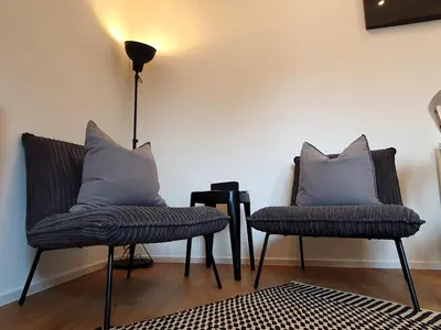 Ein Sitzbereich in der Unterkunft Ferienapartment Rebwinkel