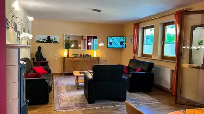 Ein Sitzbereich in der Unterkunft Ferienhaus Rivera