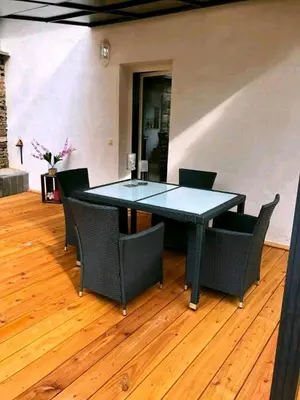 Ein Sitzbereich in der Unterkunft Landhaus im Hunsrück