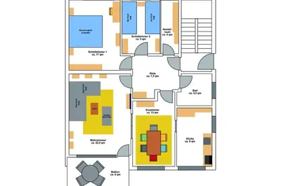 Grundriss der Unterkunft Rheintal-Ferien - 90 qm Ferienwohnung mit Wine & Style - Dein Urlaub am Rhein