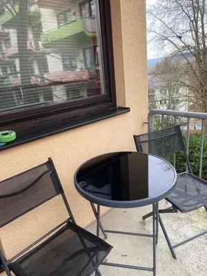 Grundriss der Unterkunft Zwei Zimmer Appartment mit Balkon und Stellplatz voll möbliert