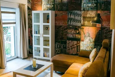 Ein Sitzbereich in der Unterkunft Ferienwohnung Klink