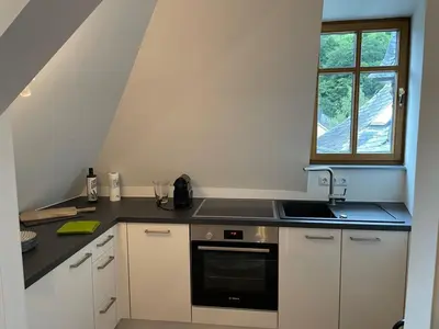 Küche/Küchenzeile in der Unterkunft FEWO Schlossberg Weingut C.A. Haussmann