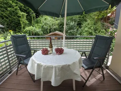 Ein Balkon oder eine Terrasse in der Unterkunft Ferienwohnung Kerstin