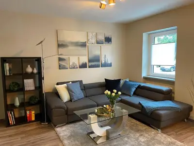Ein Sitzbereich in der Unterkunft Ferienwohnung Kutscher