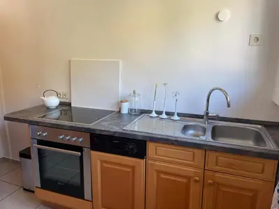 Küche/Küchenzeile in der Unterkunft Ferienwohnung „Zur alten Brauerei“