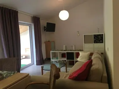 TV/Unterhaltungsangebot in der Unterkunft Dachterrassenwohnung - nah am See