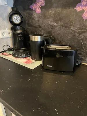 Küche/Küchenzeile in der Unterkunft Viktera Modernes Apartment mitten in der Stadt und doch sehr ruhig Zu Therme 2 Minuten