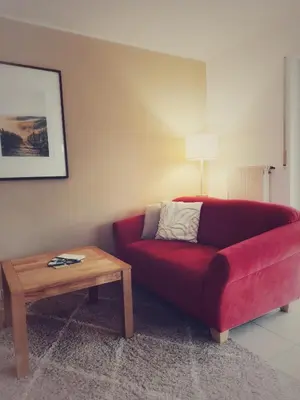 Ein Sitzbereich in der Unterkunft Ferienwohnung Sewenig