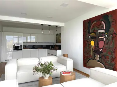 Küche/Küchenzeile in der Unterkunft Modernes Apartment mit wunderschonem Rheinblick