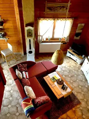Ein Sitzbereich in der Unterkunft Ferienhaus Bergglück