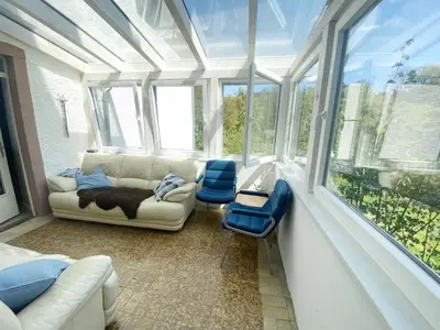 Ein Sitzbereich in der Unterkunft Ferienhaus Rehblick