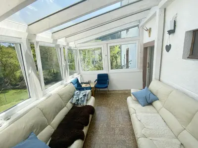 Ein Sitzbereich in der Unterkunft Ferienhaus Rehblick