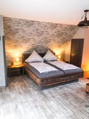 Ein Bett oder Betten in einem Zimmer der Unterkunft Rheinterrasse Wohnung 3