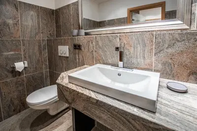 Ein Badezimmer in der Unterkunft Burg Gutenfels