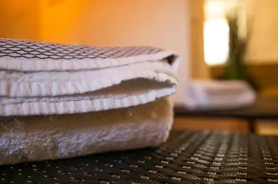 Ein Bett oder Betten in einem Zimmer der Unterkunft Burg Gutenfels