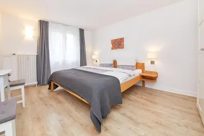Ein Bett oder Betten in einem Zimmer der Unterkunft Ferienwohnung am historischen Marktplatz