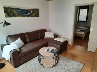 Ein Sitzbereich in der Unterkunft Ferienwohnung Roter Riesling