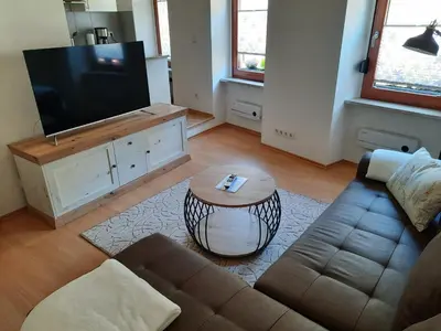 Ein Sitzbereich in der Unterkunft Ferienwohnung Roter Riesling