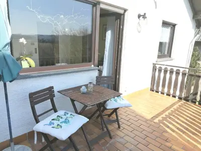 Ein Balkon oder eine Terrasse in der Unterkunft Ferienwohnung Christine mit Sauna und Whirlpool