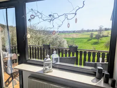 Ein Balkon oder eine Terrasse in der Unterkunft Ferienwohnung Christine mit Sauna und Whirlpool