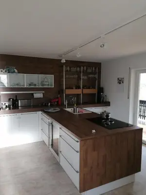 Küche/Küchenzeile in der Unterkunft Ferienwohnung Haus Weitblick